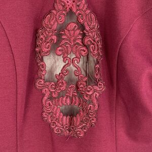 Tobi Skull Embroidered Long Sleeve Backless Sheath Dress Size Large
